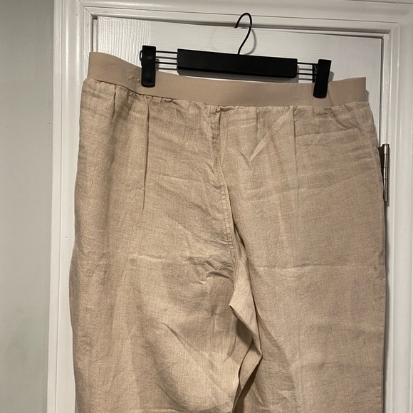 NWT Coldwater Creek Size 16P Flax 100% Linen Pull On Straight Leg Pants Beachy - Picture 8 of 13